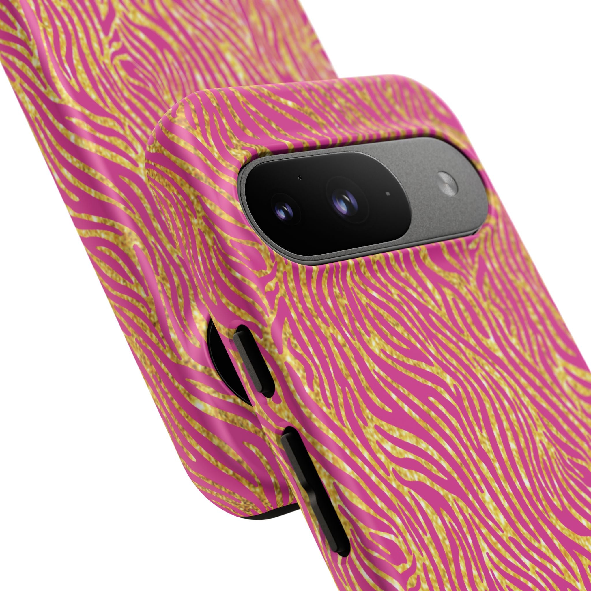 Pink Gold Zebra Print Tough Case for iPhone, Galaxy, or Google Pixel