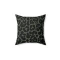 Leopard Print Olive Green Boho Chic Faux Suede Pillow