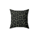 Leopard Print Olive Green Boho Chic Faux Suede Pillow
