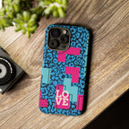 LOVE Blue Leopard 80s Vibe Tough Case for iPhone, Galaxy, or Google Pixel