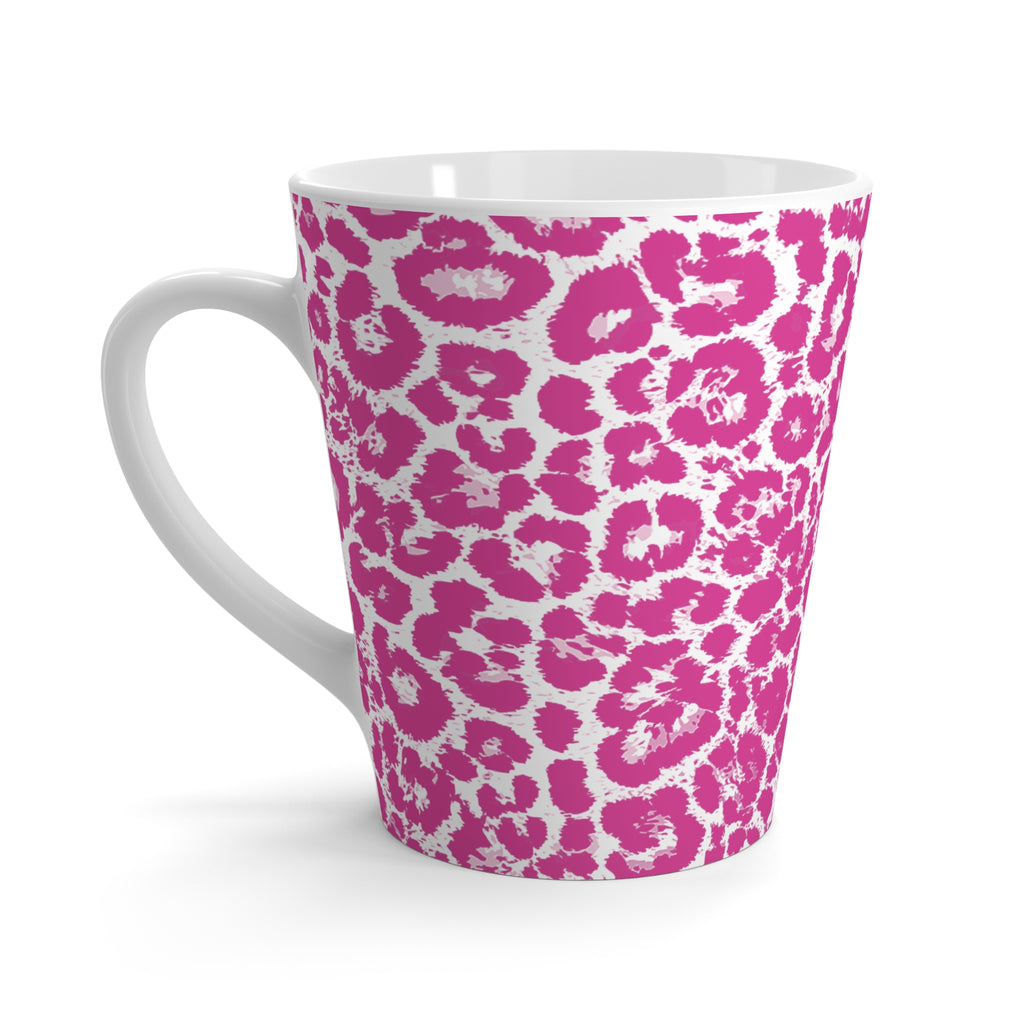 Neon Pink Leopard Print Latte Mug