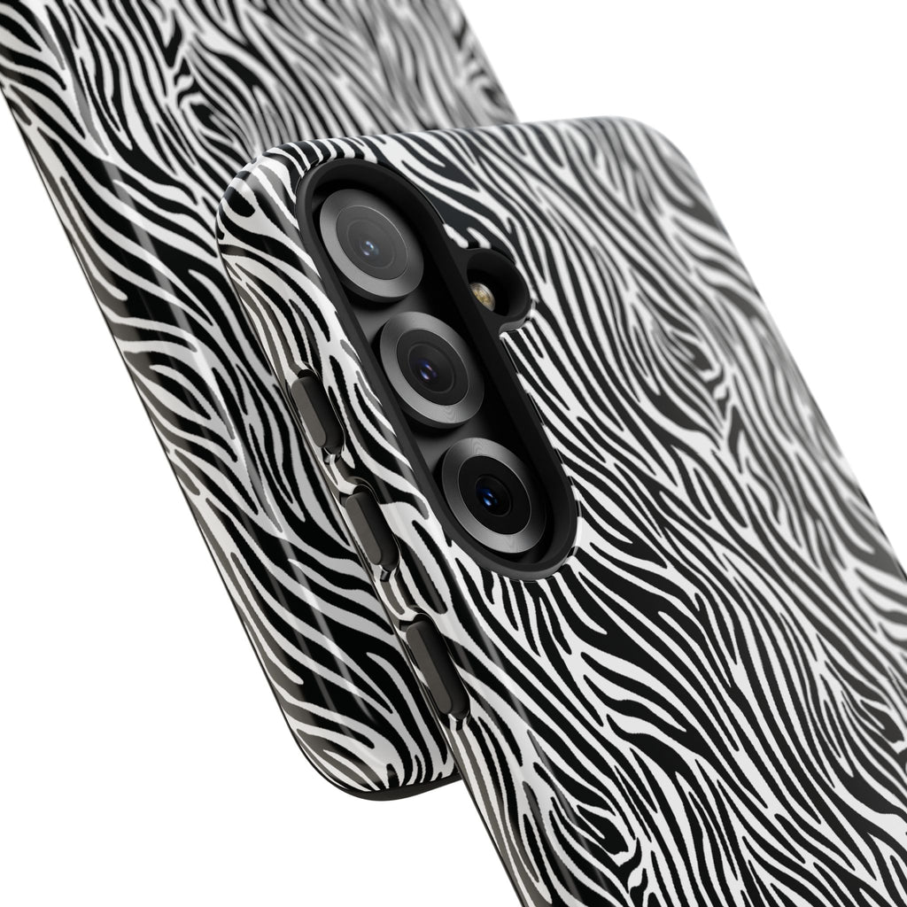 Black and White Zebra Print Tough Case iPhone, Galaxy and Google Pixel