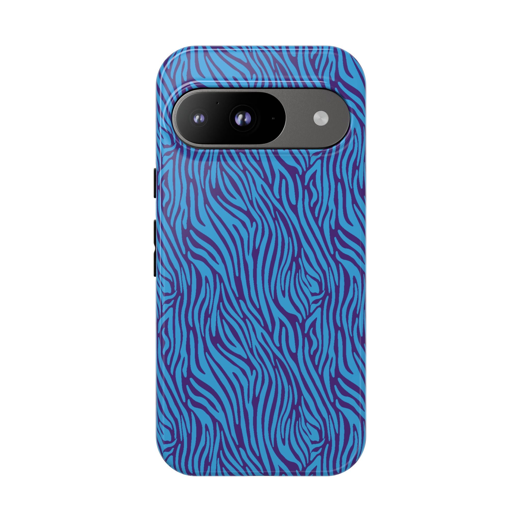 Zebra Print Blue and Purple Tough Case for iPhone, Galaxy or Google Pixel