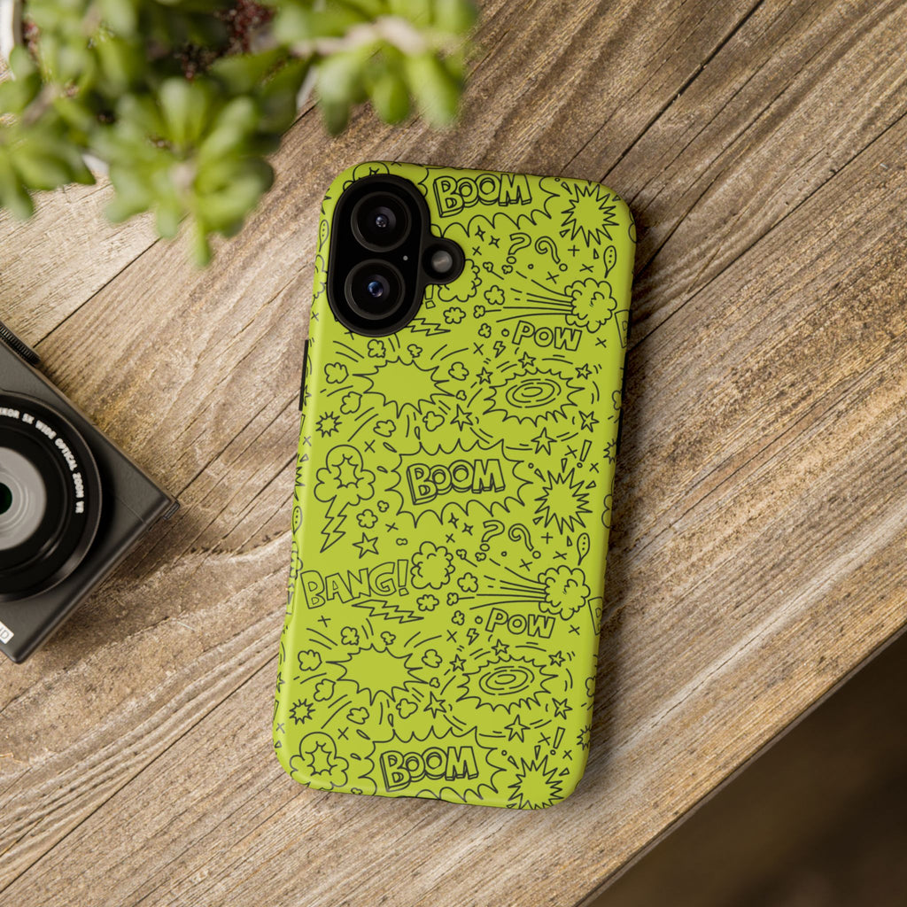 Neon Lime Wow Tough Case for iPhone, Galaxy, or Google Pixel