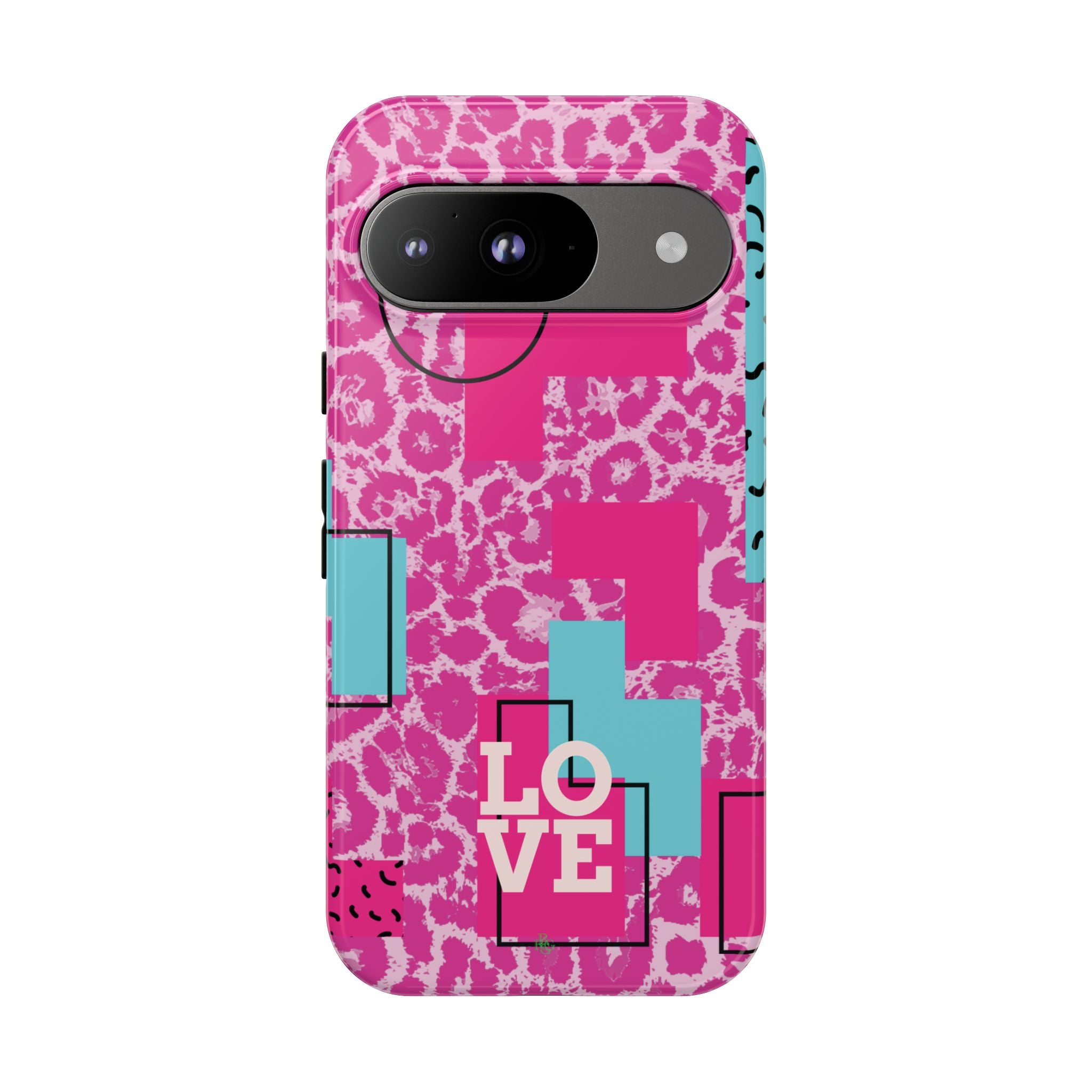 Retro Love Pink Leopard RG Tough Phone Case for iPhone, Galaxy, or Google Pixel