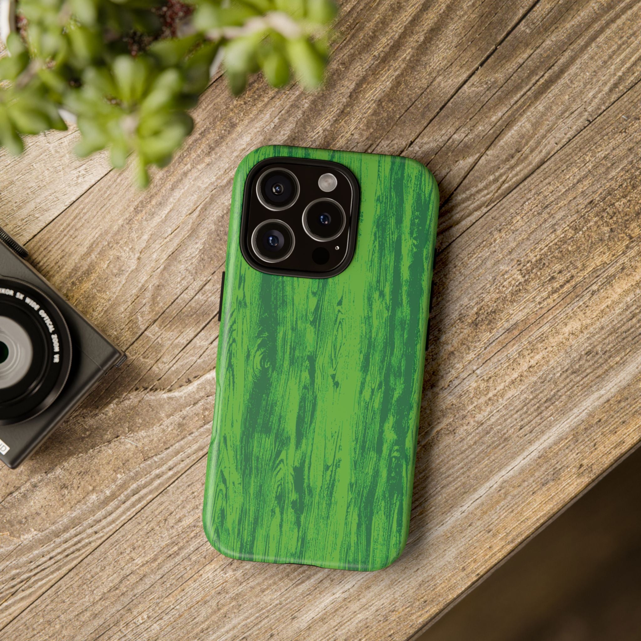 Neon Green Wood Tough Phone Case iPhone, Galaxy, or Google Pixel