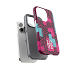 Pink Love Retro Blocks Leopard RG Tough Phone Case for iPhone, Galaxy, or Google Pixel