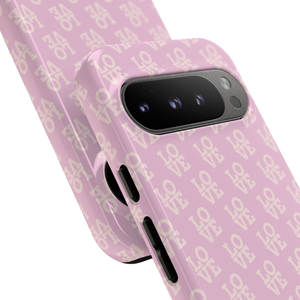 LOVE Pink Tough Phone Case for iPhone, Galaxy, or Google Pixel