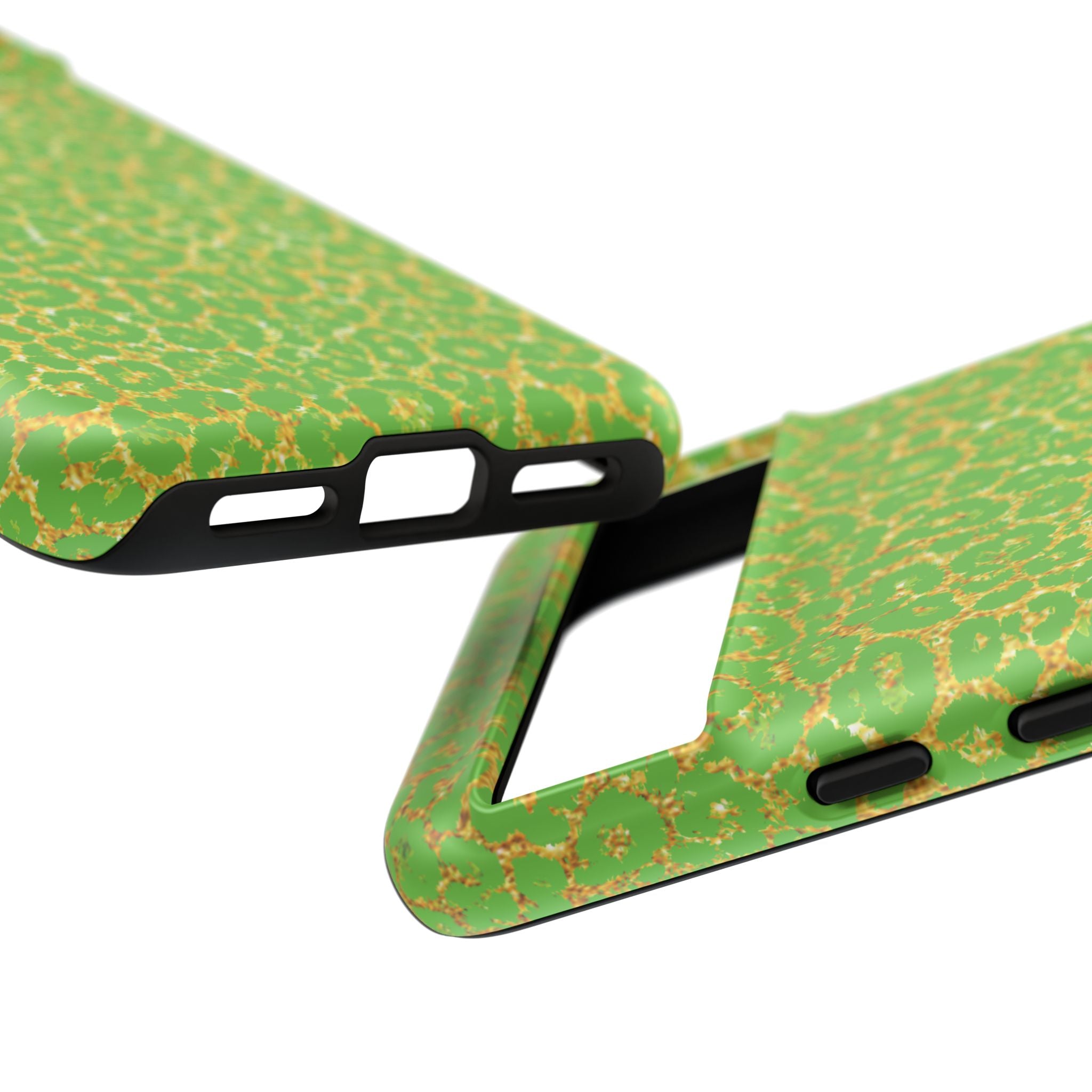 Neon Green Gold Leopard Tough Phone Case iPhone, Galaxy, or Google Pixel