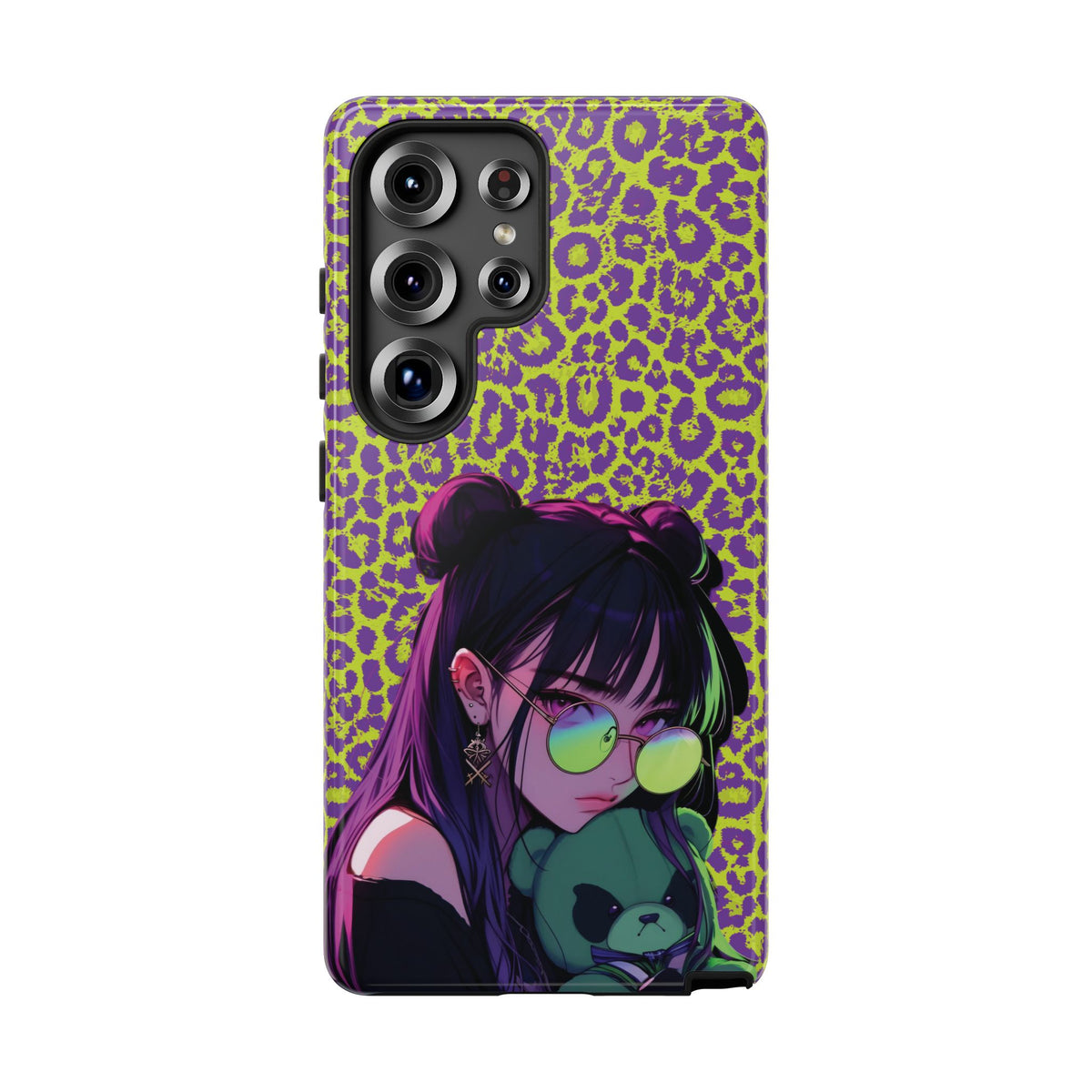 Purple Neon Lime Leopard Kz Tough Case for iPhone, Galaxy, or Google Pixel