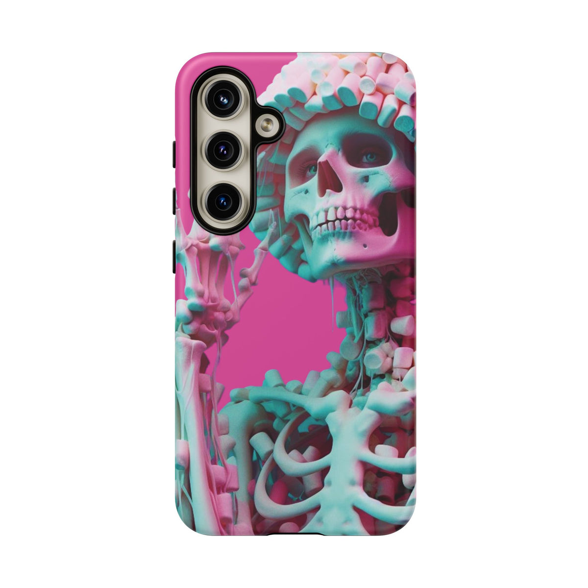 Neon Pink Skeleton Tough Phone Case for iPhone, Galaxy and Google Pixel
