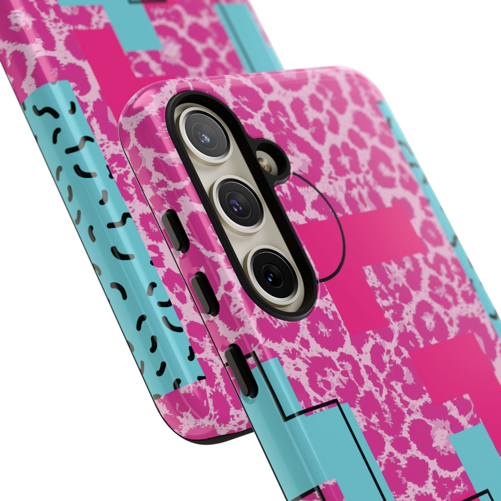 Retro Love Pink Leopard RG Tough Phone Case for iPhone, Galaxy, or Google Pixel