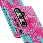 Retro Love Pink Leopard RG Tough Phone Case for iPhone, Galaxy, or Google Pixel