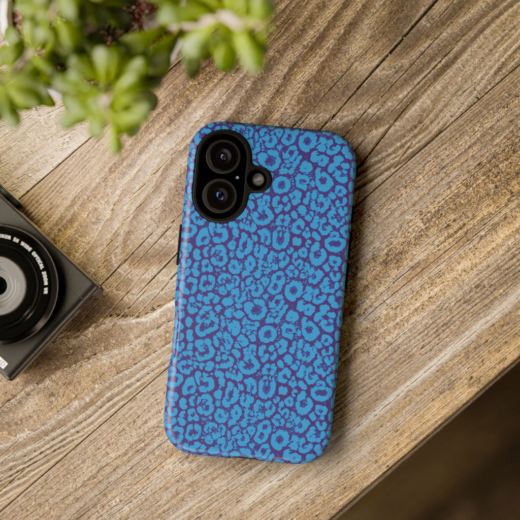 Blue Purple Leopard Tough Phone Case iPhone, Galaxy, or Google Pixel