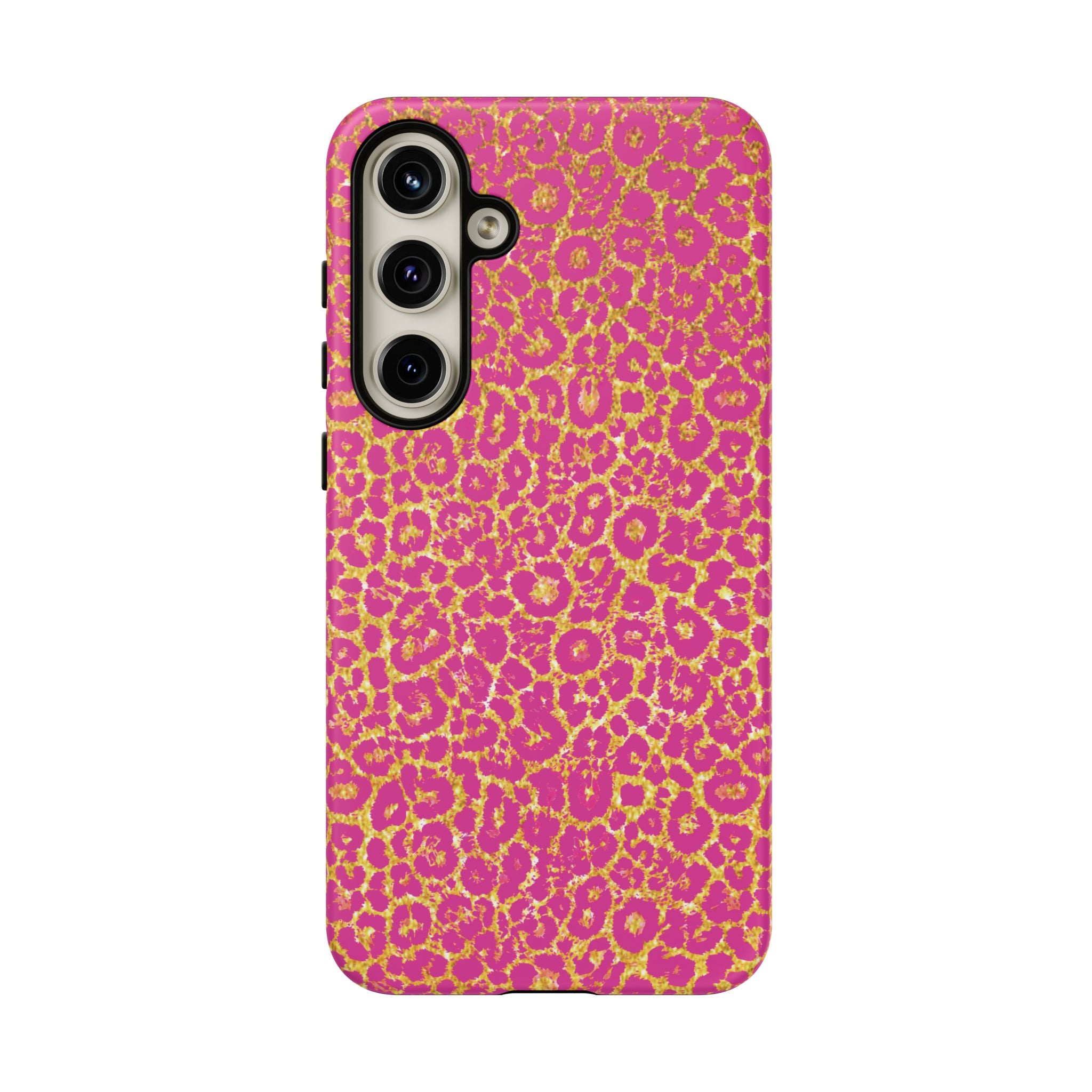 Pink Gold Leopard Tough Case for iPhone, Galaxy, or Google Pixel
