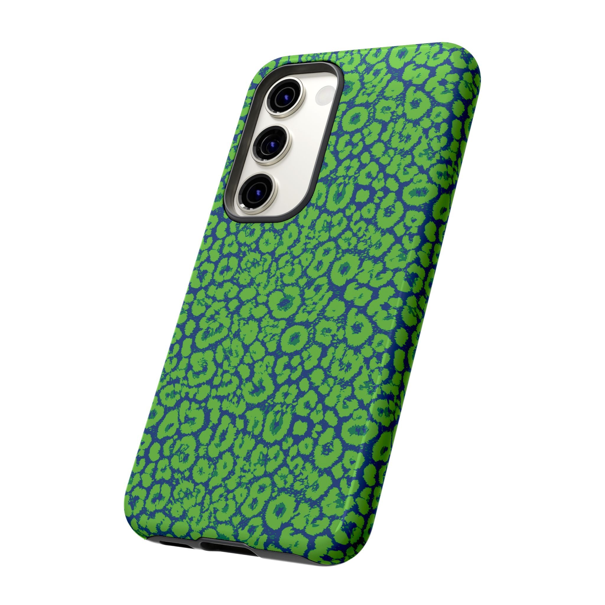 Blue Neon Green  Leopard Tough Phone Case for iPhone, Galaxy, or Google Pixel