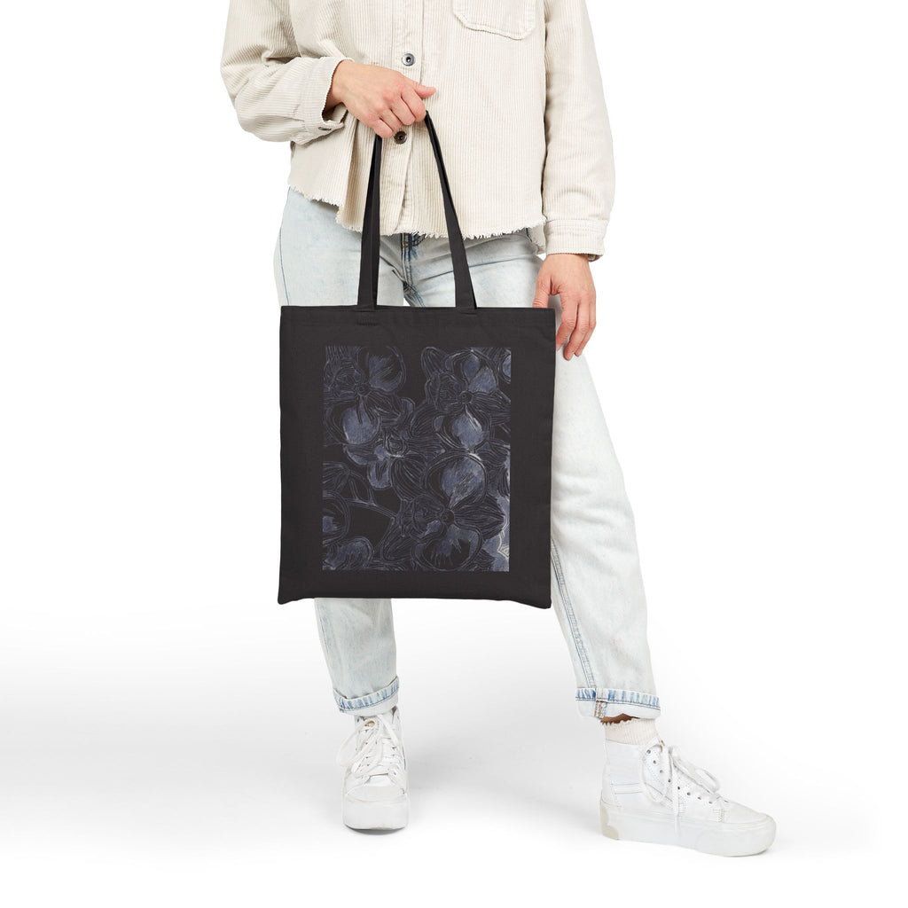 Orchids Print Cotton Canvas Tote Bag