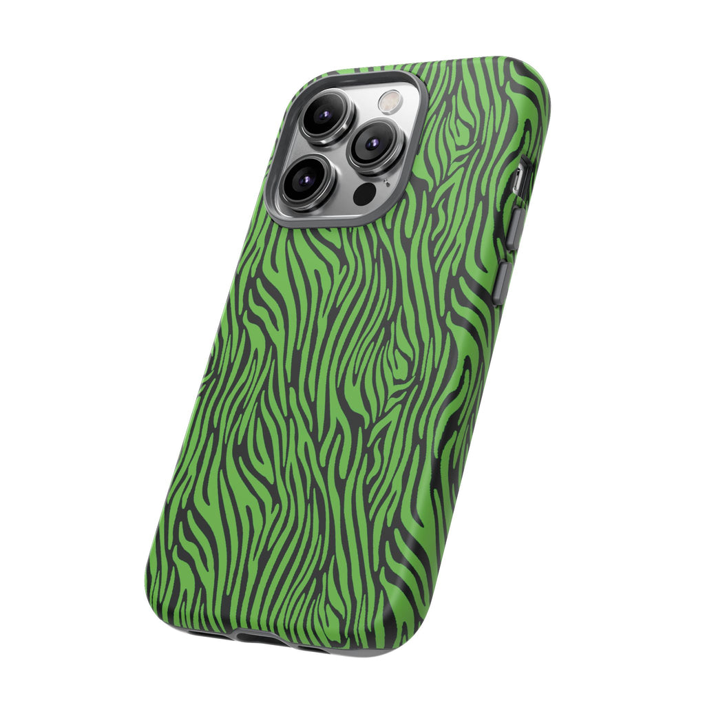 Neon Green Zebra Tough Phone Case iPhone, Galaxy, or Google Pixel
