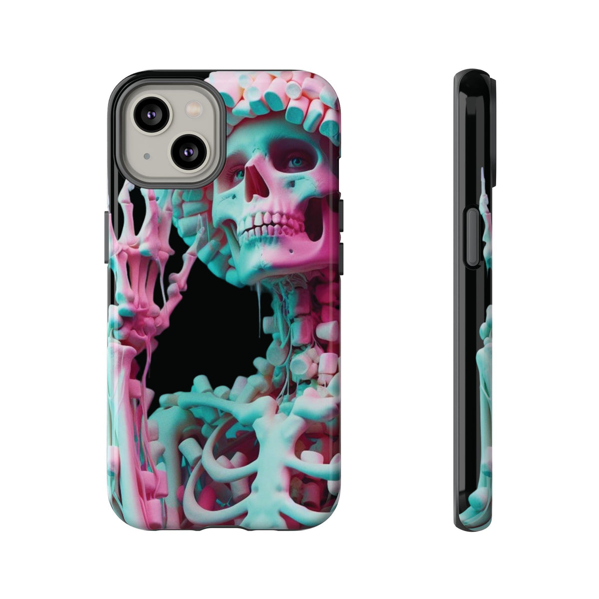 Neon Pink Skeleton (Black) Tough Phone Case for iPhone, Galaxy, or Google Pixel