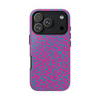 Pink Blue Leopard Tough Phone Case iPhone, Galaxy, or Google Pixel
