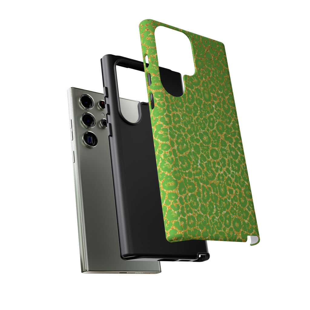 Neon Green Gold Leopard Tough Phone Case iPhone, Galaxy, or Google Pixel