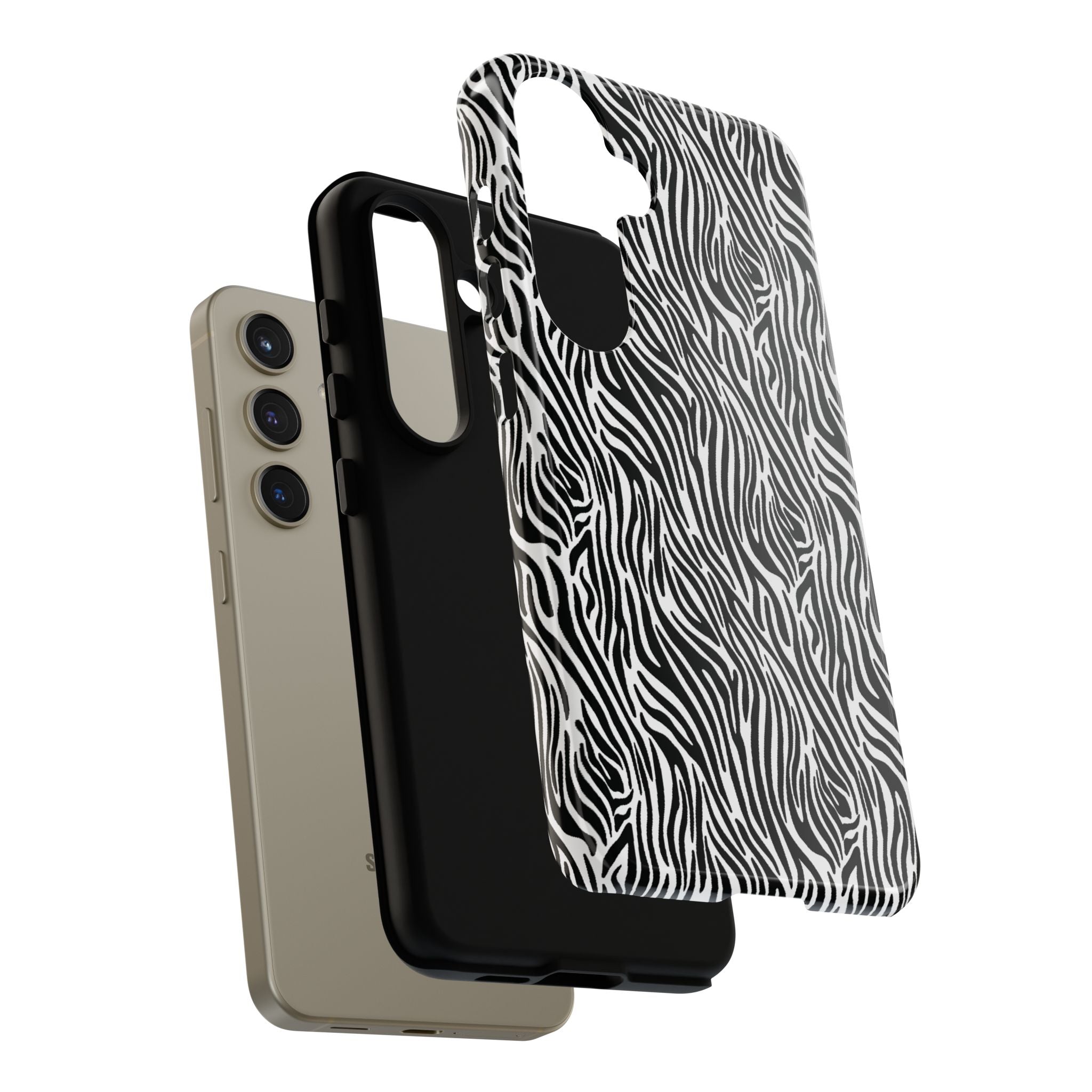 Black and White Zebra Print Tough Case iPhone, Galaxy and Google Pixel
