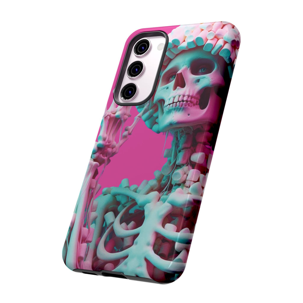 Neon Pink Skeleton Tough Phone Case for iPhone, Galaxy and Google Pixel