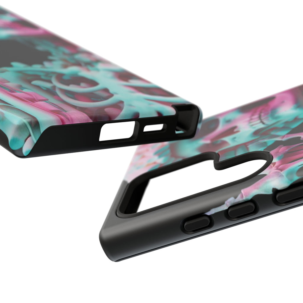 Neon Pink Skeleton (Black) Tough Phone Case for iPhone, Galaxy, or Google Pixel