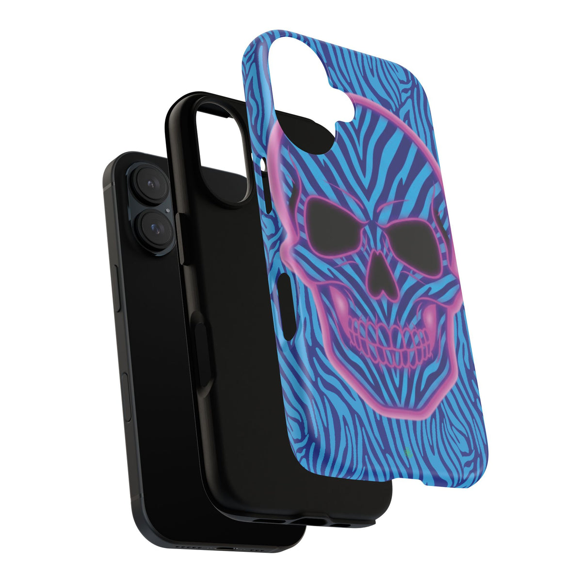 Neon Zebra Skull Tough Phone Case for iPhone, Galaxy, or Google Pixel