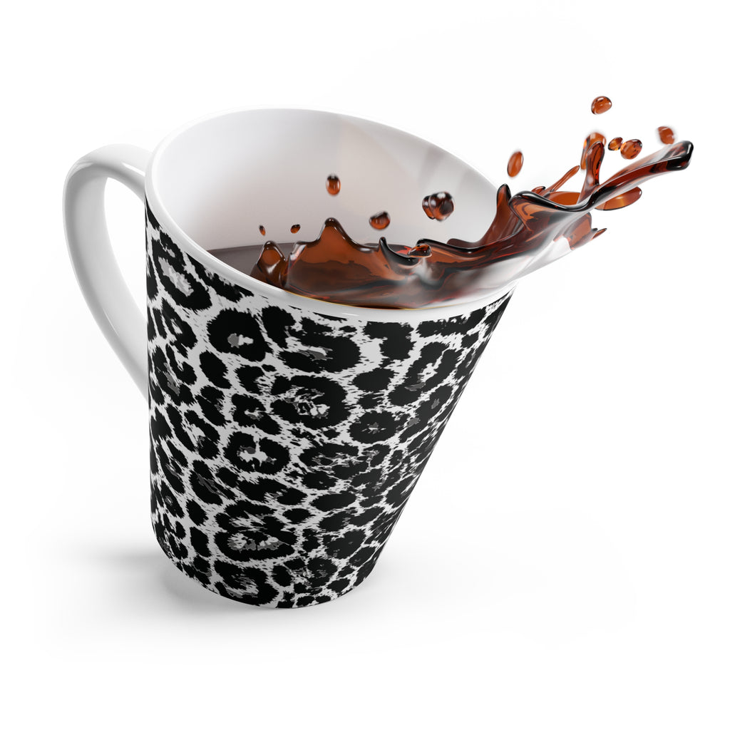 Black and White Leopard Print Latte Mug