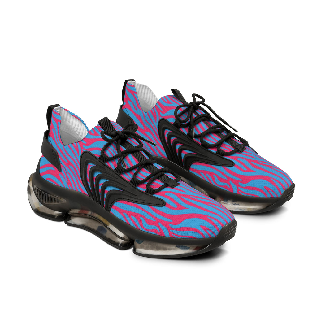 Blue Pink Zebra Men's Mesh Sneakers