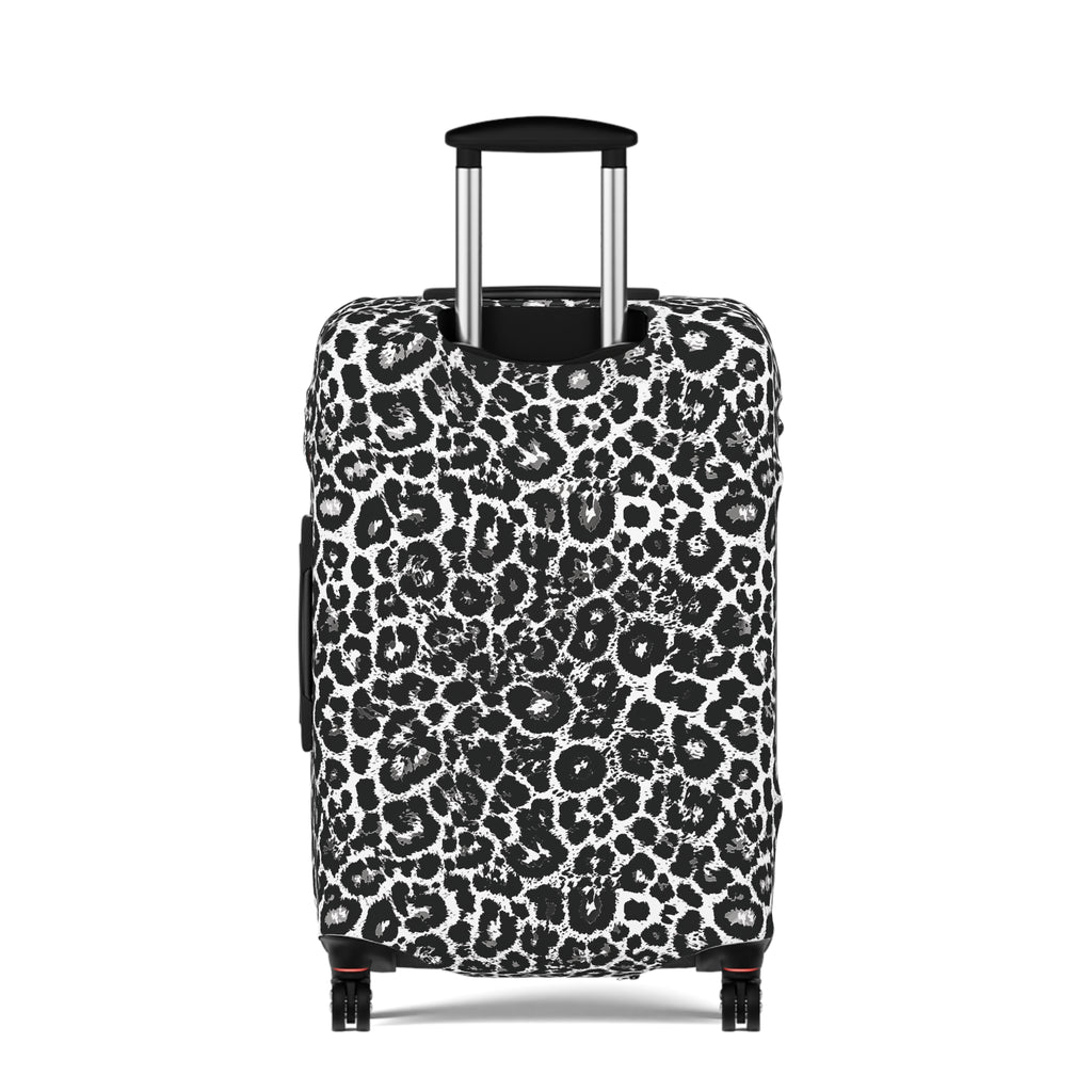 Leopard Print Black and White Luggage Cover