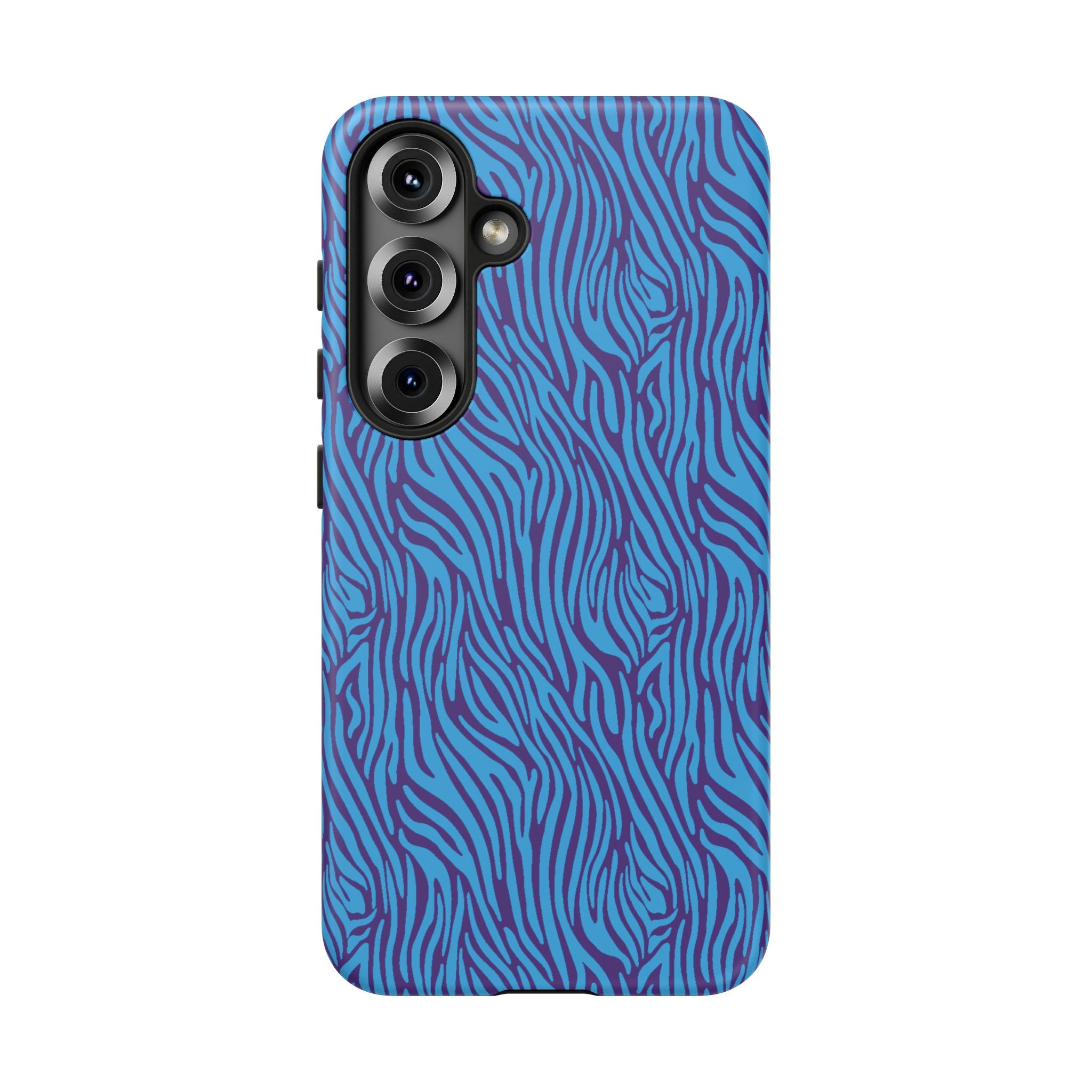 Zebra Print Blue and Purple Tough Case for iPhone, Galaxy or Google Pixel