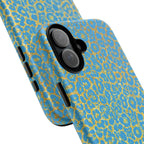 Blue Gold Leopard Tough Phone Case for iPhone, Galaxy, or Google Pixel