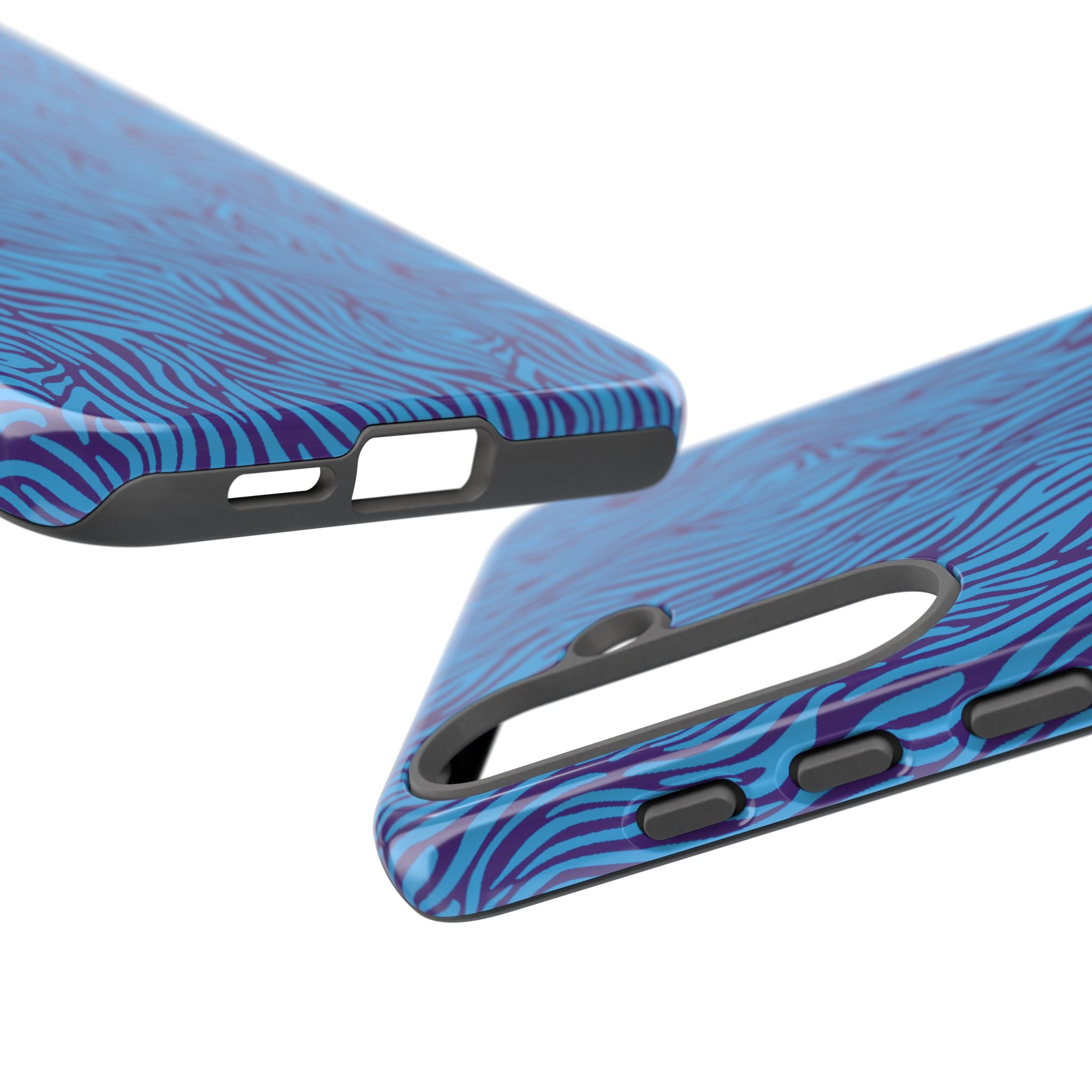 Zebra Print Blue and Purple Tough Case for iPhone, Galaxy or Google Pixel