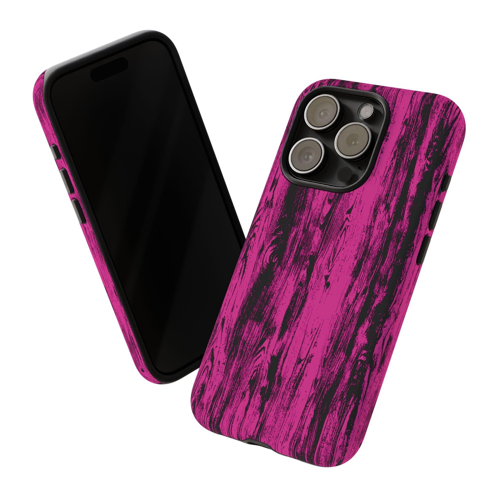 Hot Pink wood print Design Tough Phone Case for iPhone, Galaxy, or Google Pixel