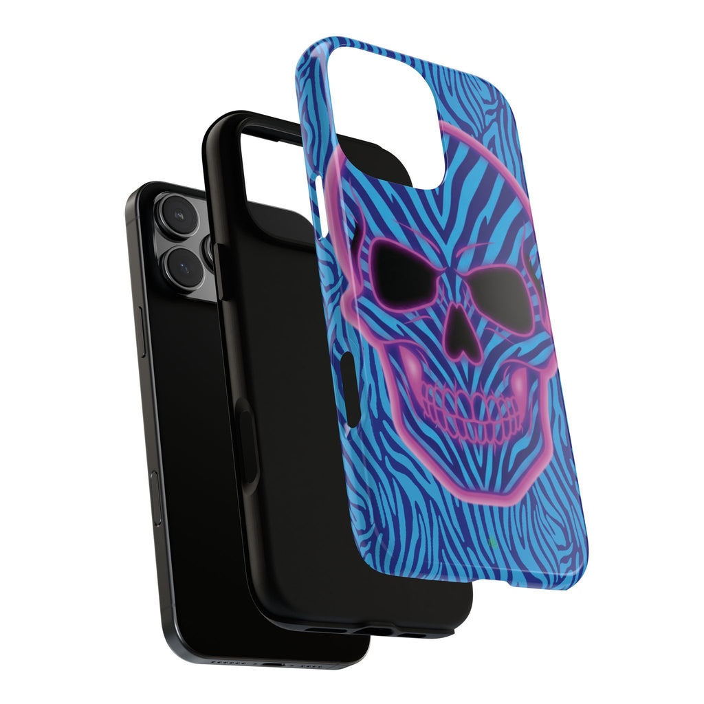 Neon Zebra Skull Tough Phone Case for iPhone, Galaxy, or Google Pixel