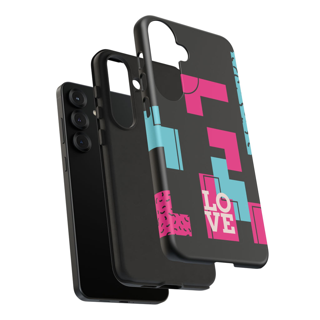 Retro Blocks LOVE Tough Case for iPhone, Galaxy or Google Pixel