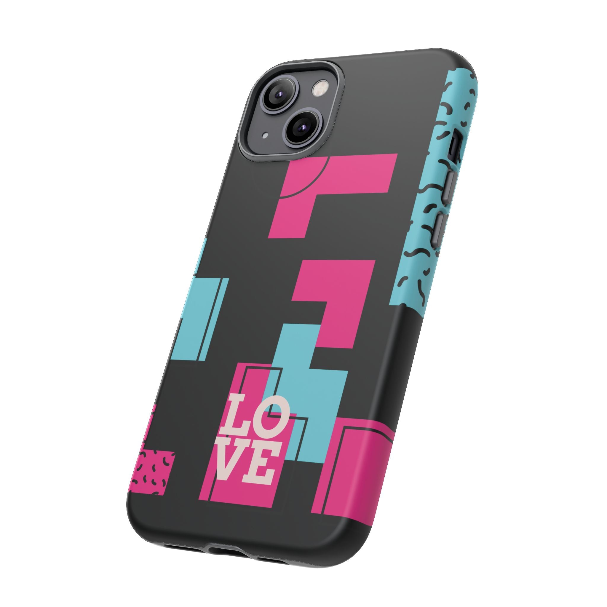 Retro Blocks LOVE Tough Case for iPhone, Galaxy or Google Pixel