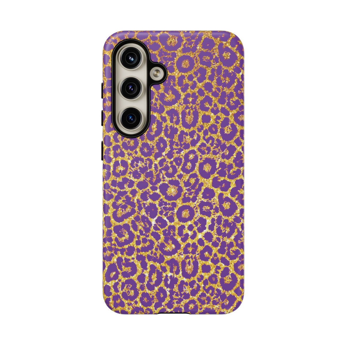 Purple Gold Leopard Tough Phone Case for iPhone, Galaxy, or Google Pixel