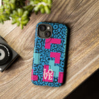 LOVE Blue Leopard 80s Vibe Tough Case for iPhone, Galaxy, or Google Pixel