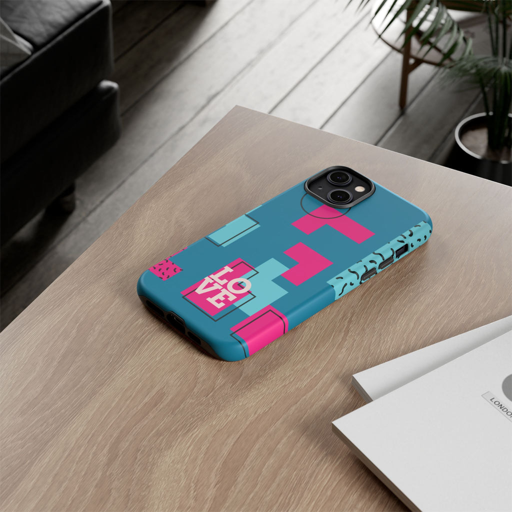 LOVE Teal Green Tough Phone Case for iPhone, Galaxy, or Google Pixel