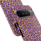 Purple Gold Leopard Tough Phone Case for iPhone, Galaxy, or Google Pixel