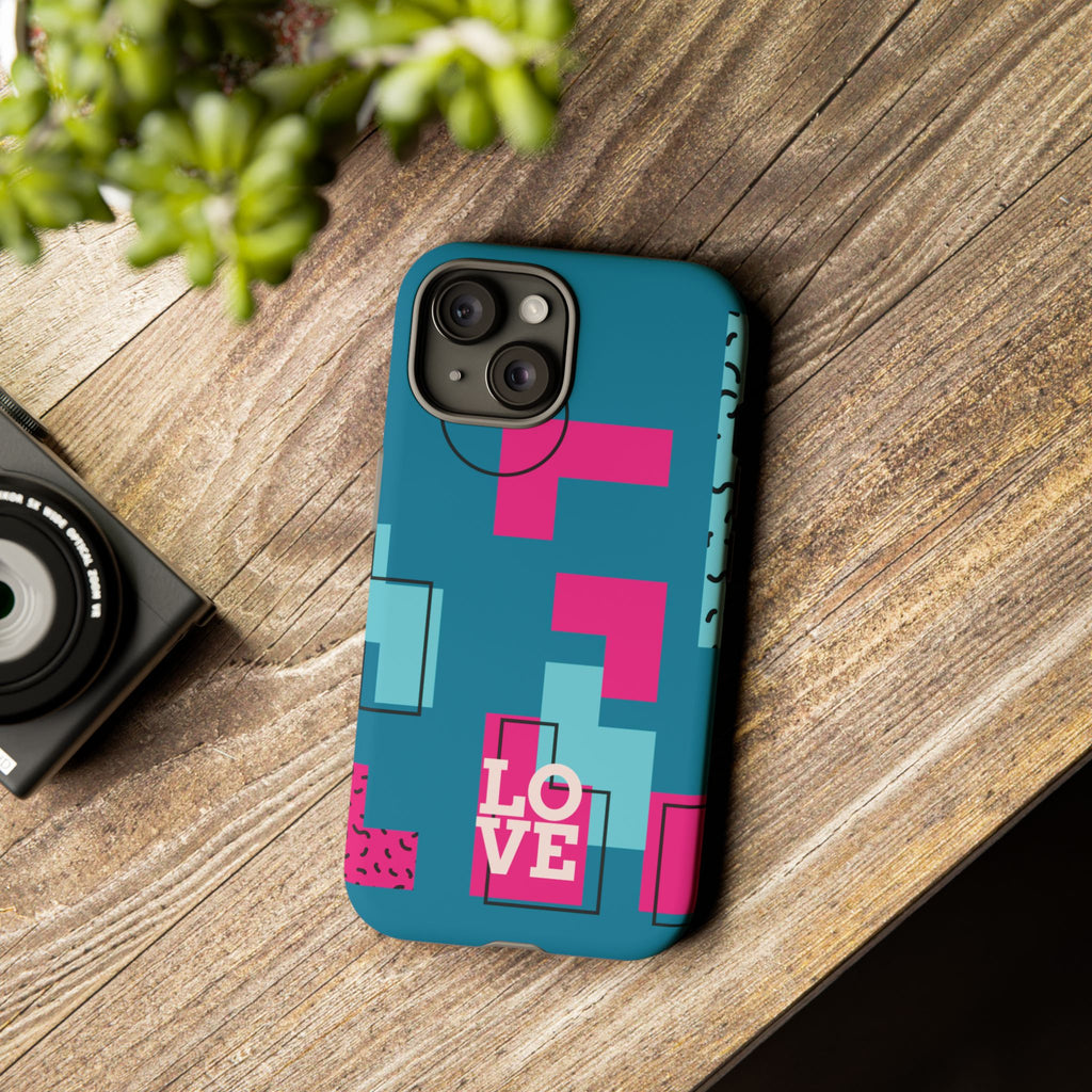 LOVE Teal Green Tough Phone Case for iPhone, Galaxy, or Google Pixel