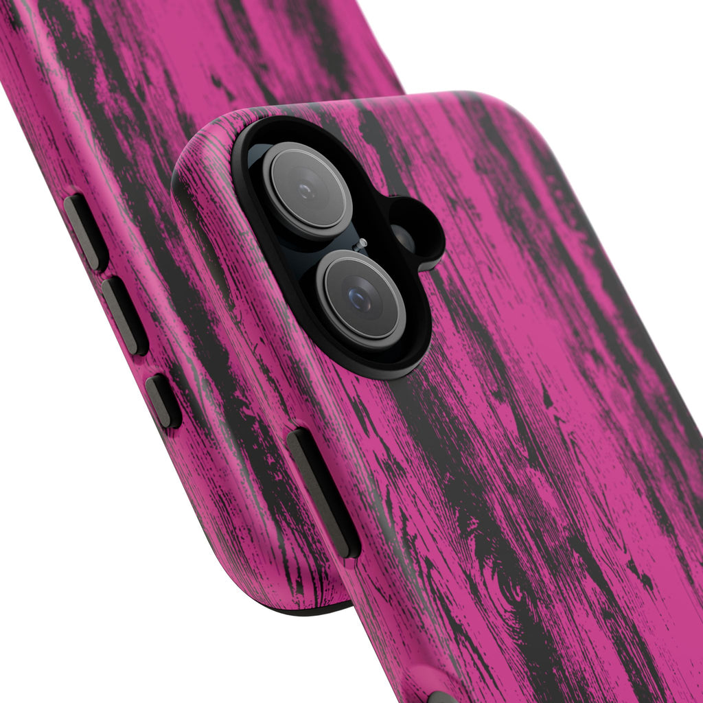 Hot Pink wood print Design Tough Phone Case for iPhone, Galaxy, or Google Pixel