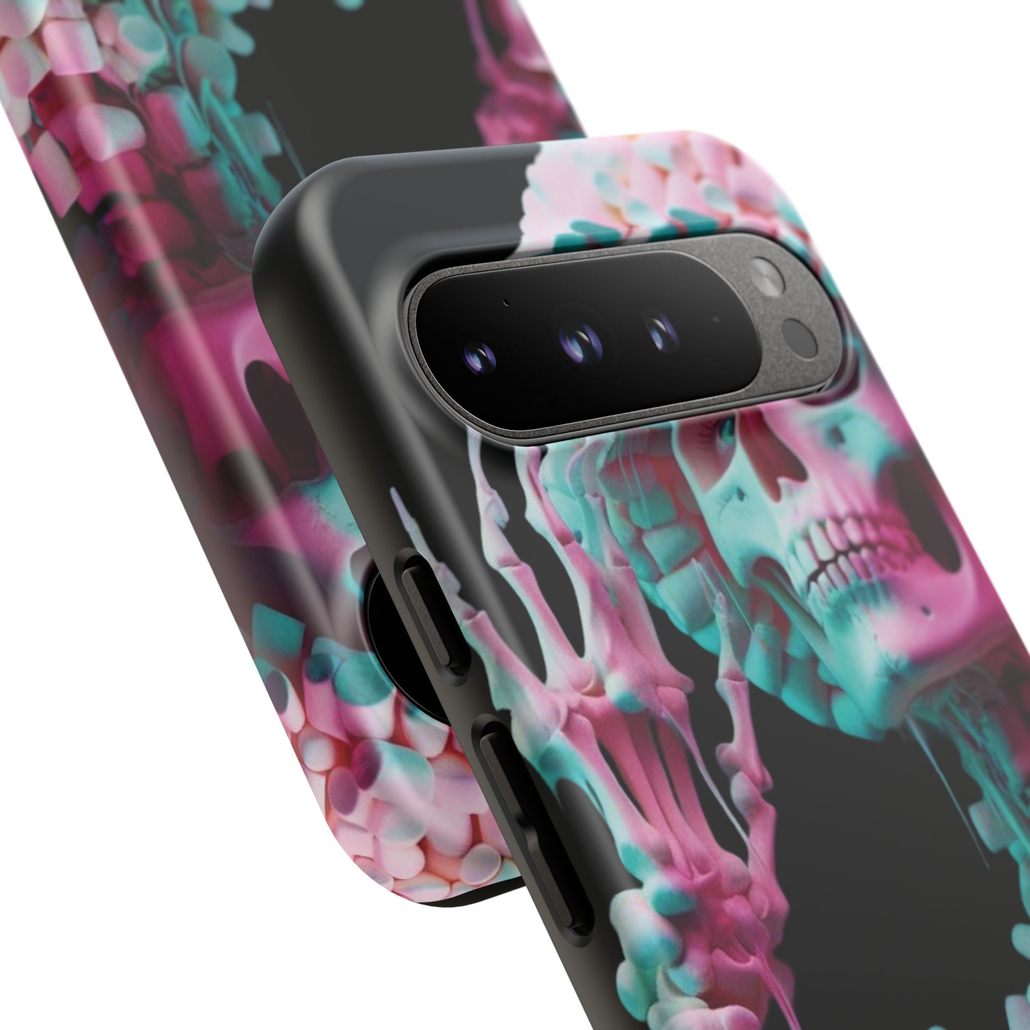 Neon Pink Skeleton (Black) Tough Phone Case for iPhone, Galaxy, or Google Pixel