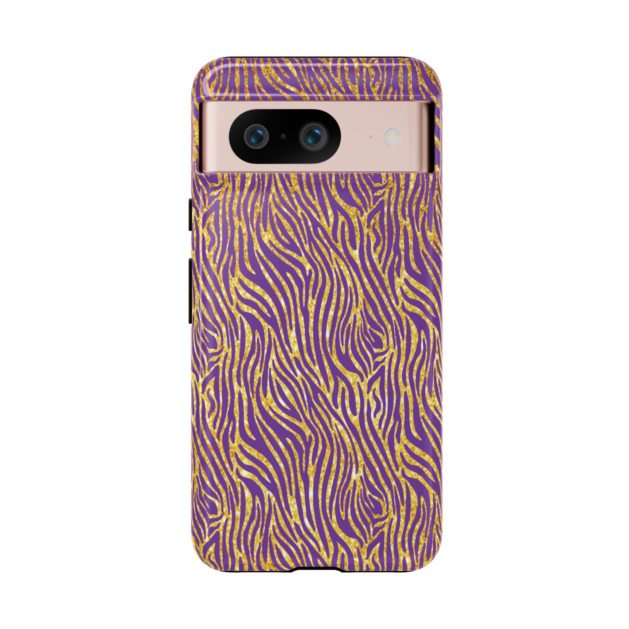 Vibrant Purple Gold Zebra Tough Phone Case iPhone, Galaxy, or Google Pixel