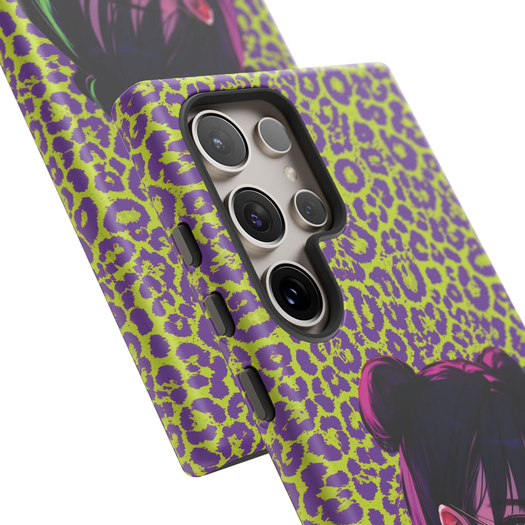 Purple Neon Lime Leopard Kz Tough Case for iPhone, Galaxy, or Google Pixel