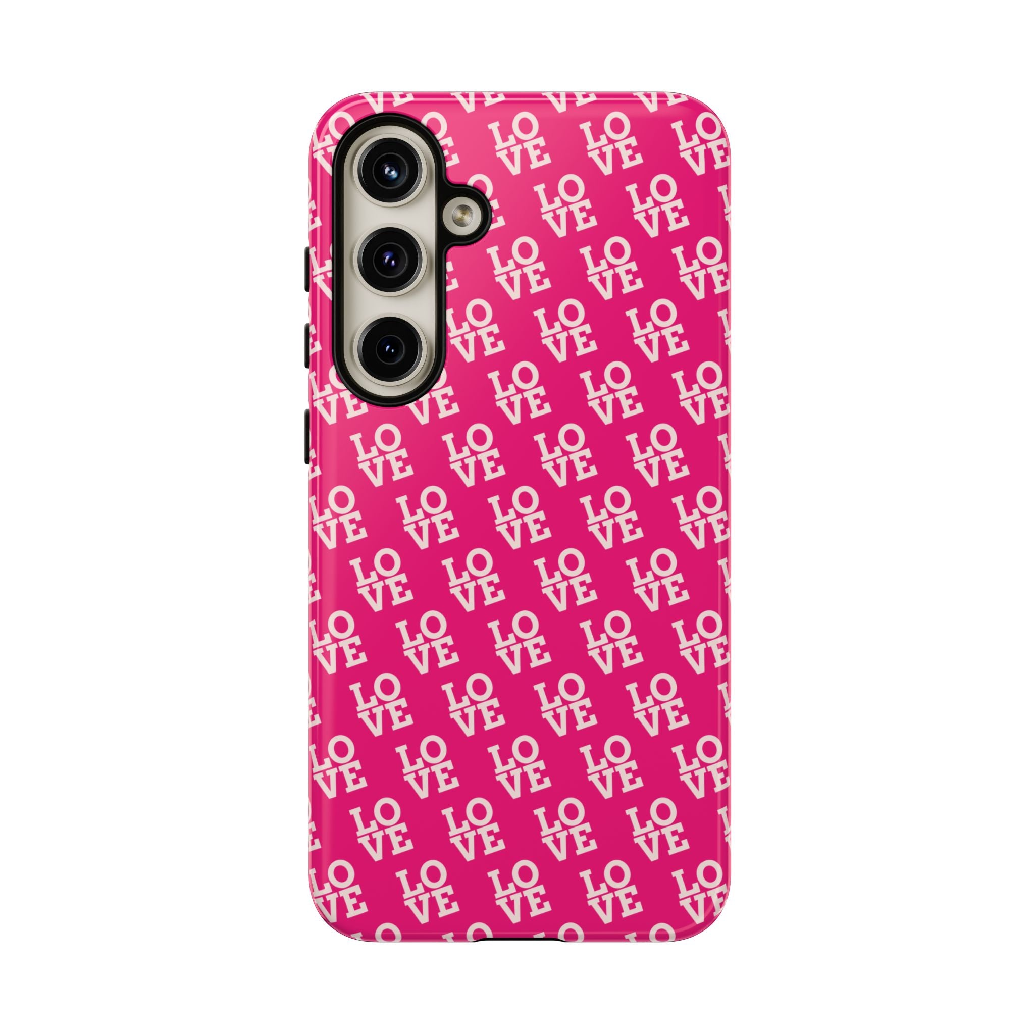 Vibrant Pink LOVE Tough Case iPhone, Galaxy, or Google Pixel