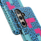 LOVE Blue Leopard 80s Vibe Tough Case for iPhone, Galaxy, or Google Pixel